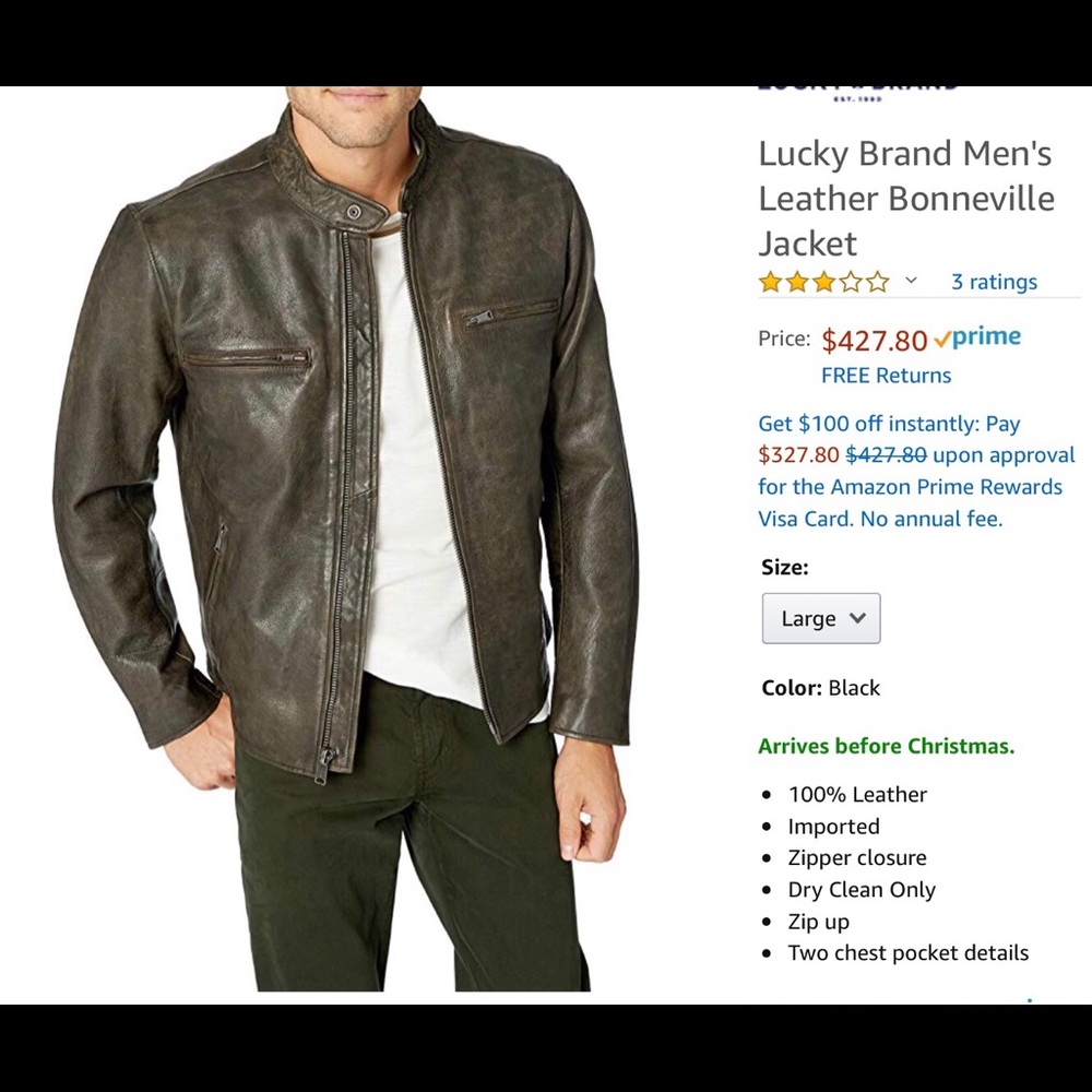 Lucky Brand men’s leather bomber jacket